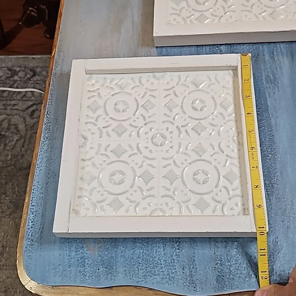 NWT Hobby Lobby White Tin Framed Wall Art Panels | 10